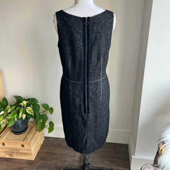 GEORGES RECH BLACK WOOL LEATHER TRIM SLEEVELESS DRESS SIZE SMALL/MEDIUM - Picture 4 of 10